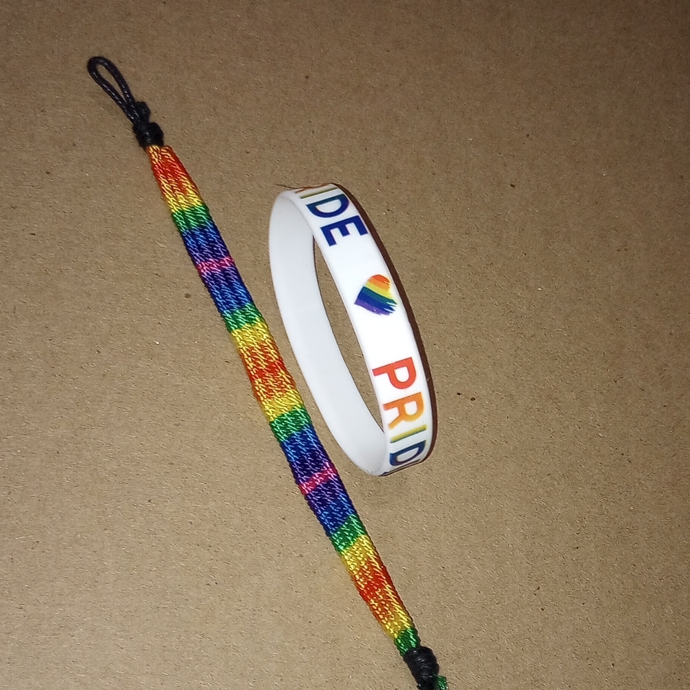 LGBTQ Pride bracelets set of 2 rainbow bracelets #stopthehate